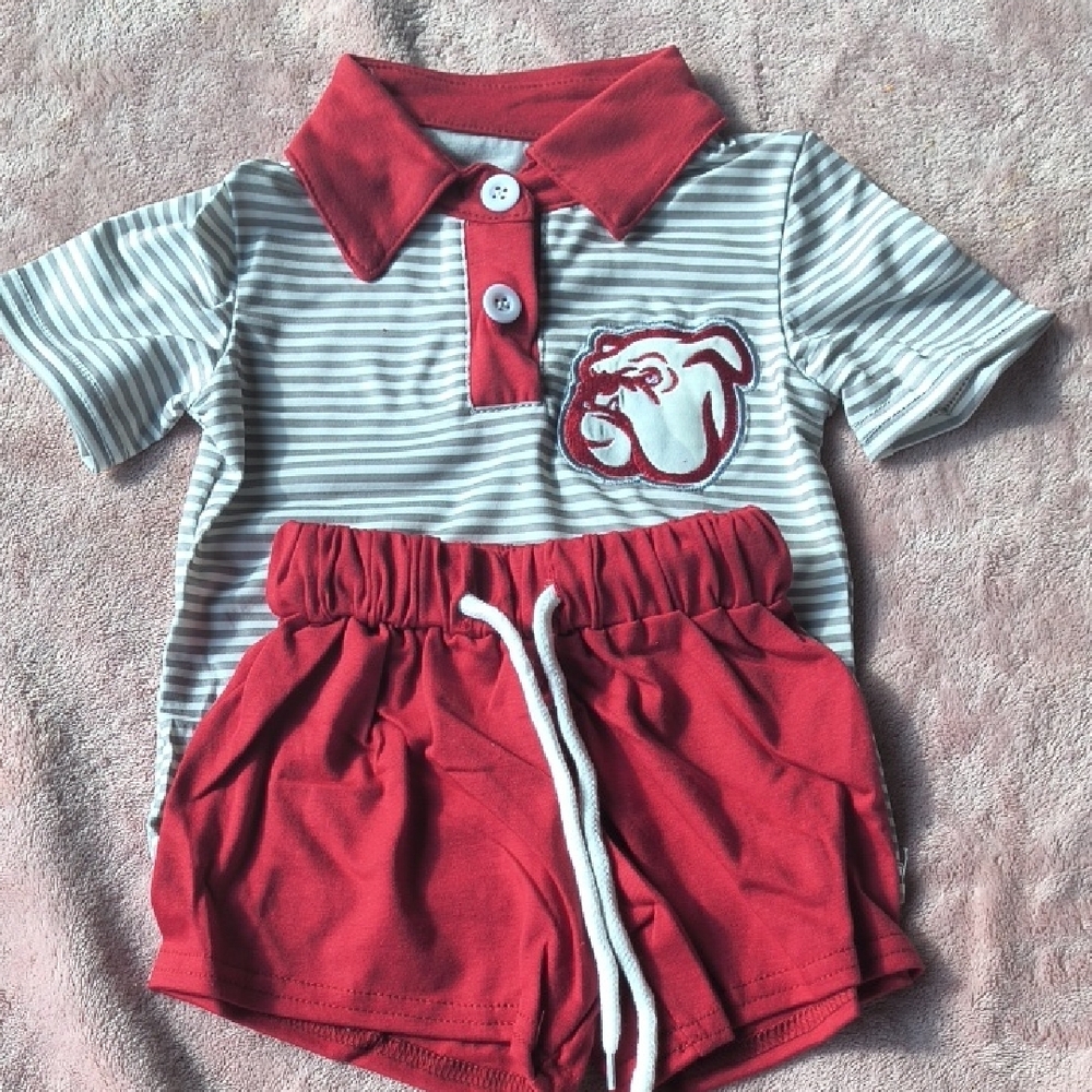 Striped Bulldog Baby Outfit